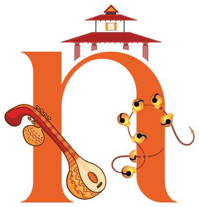 Nartanam emblem — veena and dancing bells