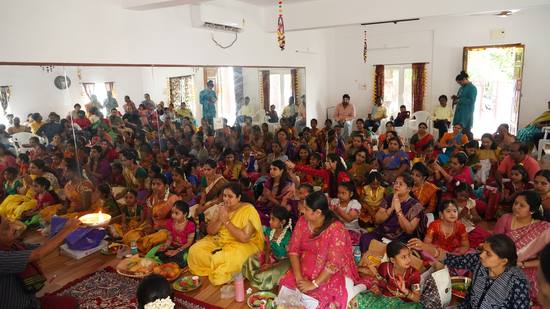 Students and families gathered at the Nartanam studio